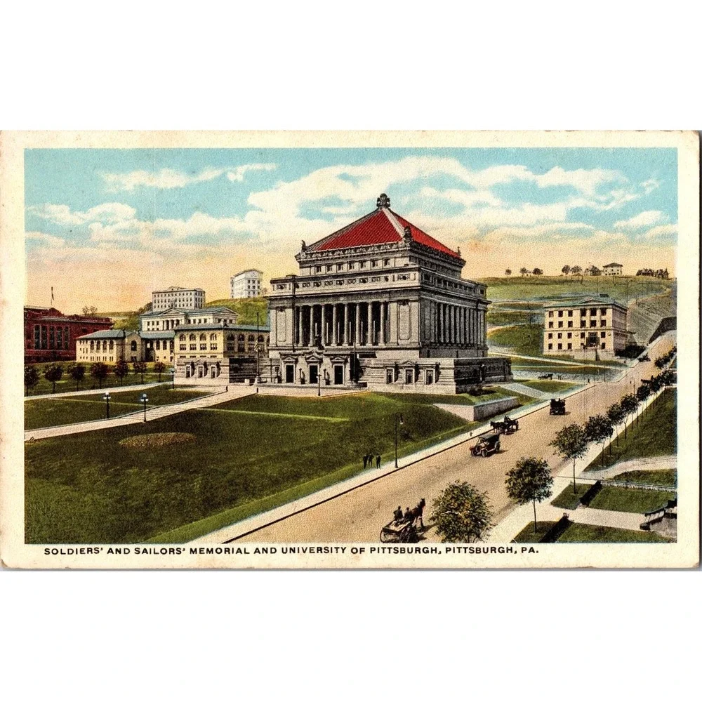 Vintage Soldiers' and Sailors' Memorial‎ & University of Pittsburgh Postcard